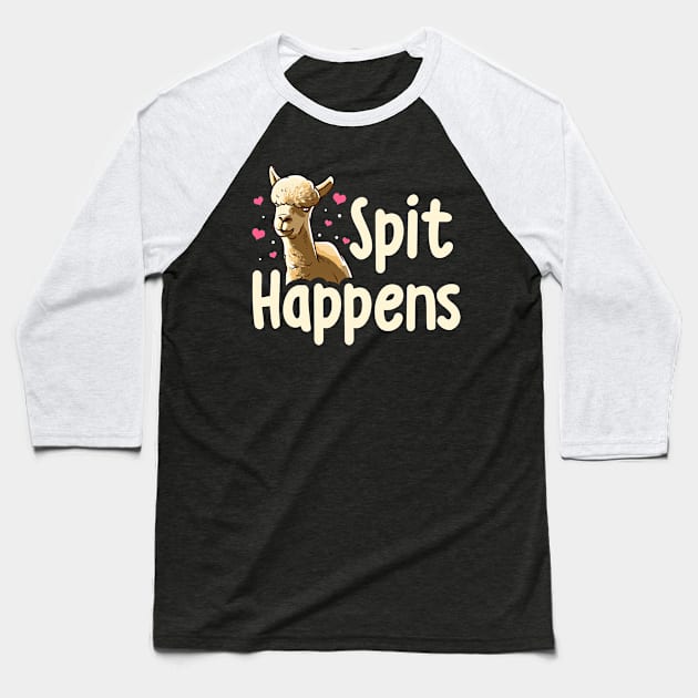 Spit Happens Funny Llama Lover Baseball T-Shirt by SoCoolDesigns